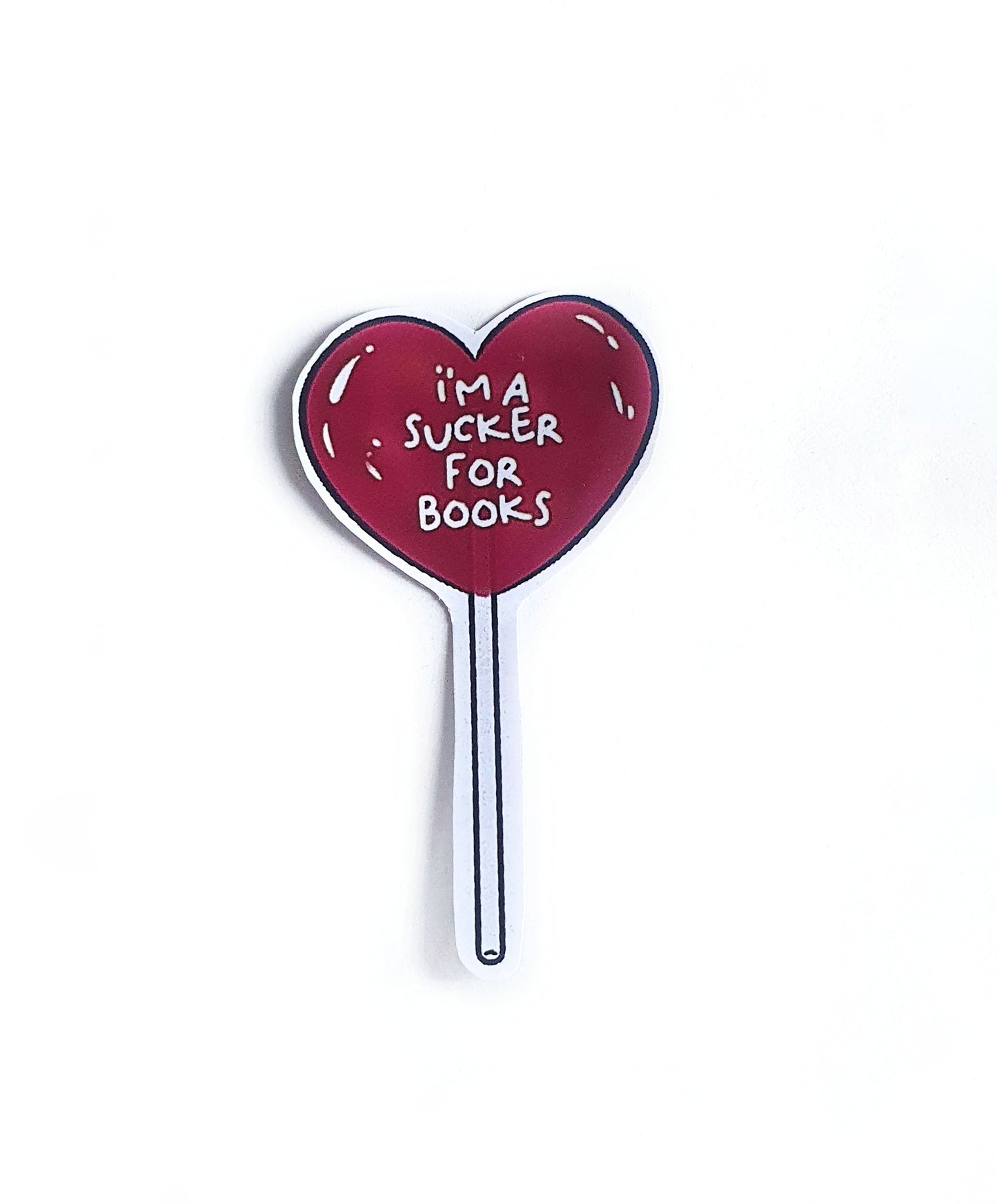 I'm a Sucker for Books | Red Heart Lollipop Bookish Sticker