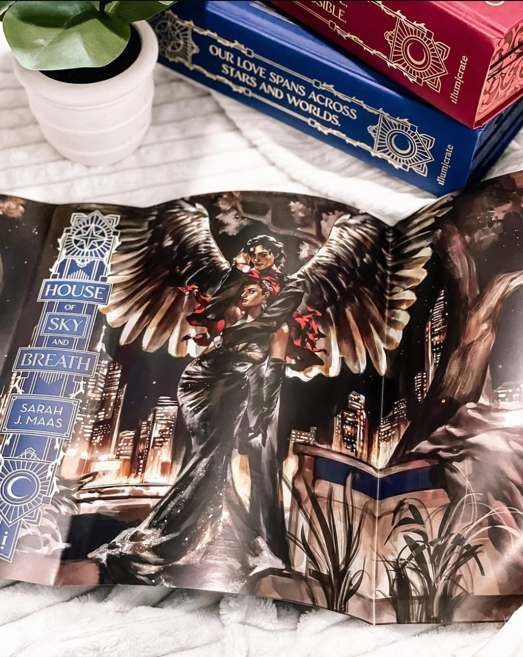 Crescent City by Sarah J. Maas House of Earth and Blood & House of Sky and Breath Hardback Illumicrate Editions with Page Overlays