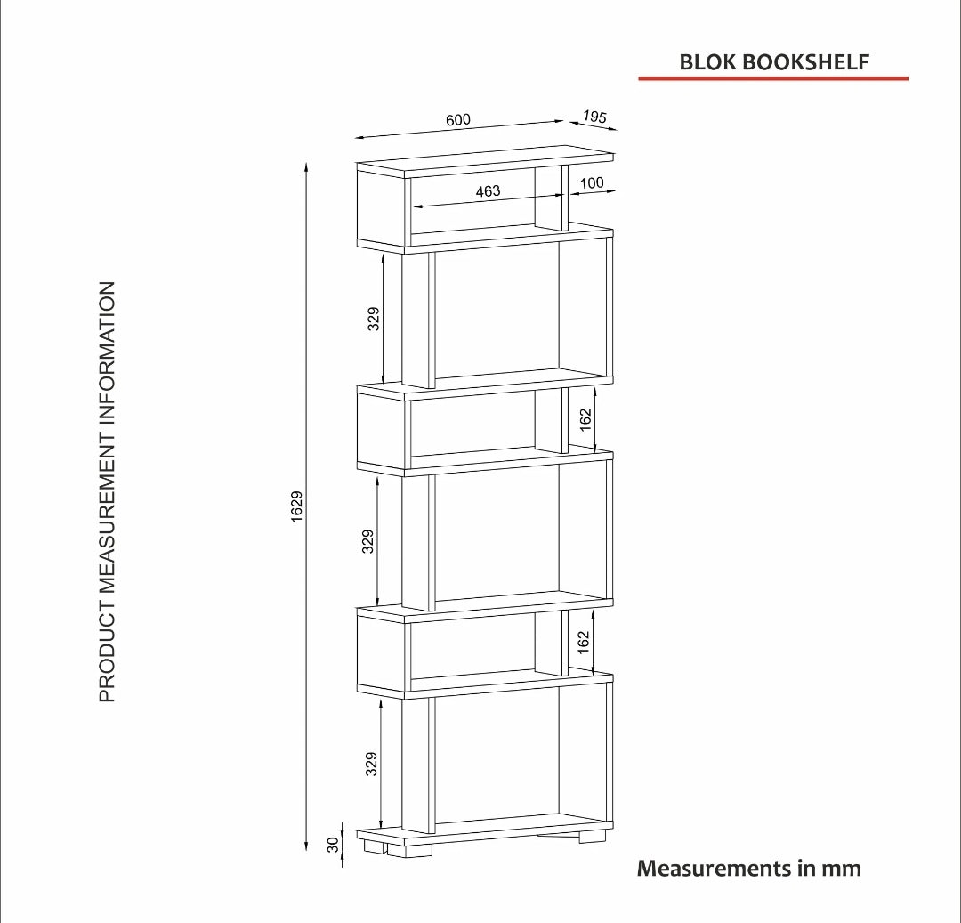 6 Tier Blok Bookcase | Bookshelf