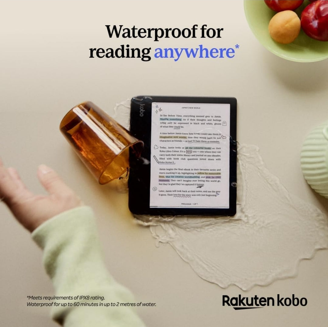 Kobo Libra Colour | eReader | 7β Glare-Free Colour E Ink Kaleidoβ’ 3 Display | Dark Mode Option | Audiobooks | Waterproof