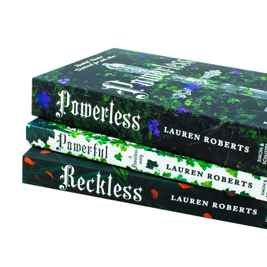 The Powerless Trilogy 3 Book Collection by Lauren Roberts | Powerless, Powerful & Reckless | Dystopian Fantasy Romance Book Set with Sprayed Edges