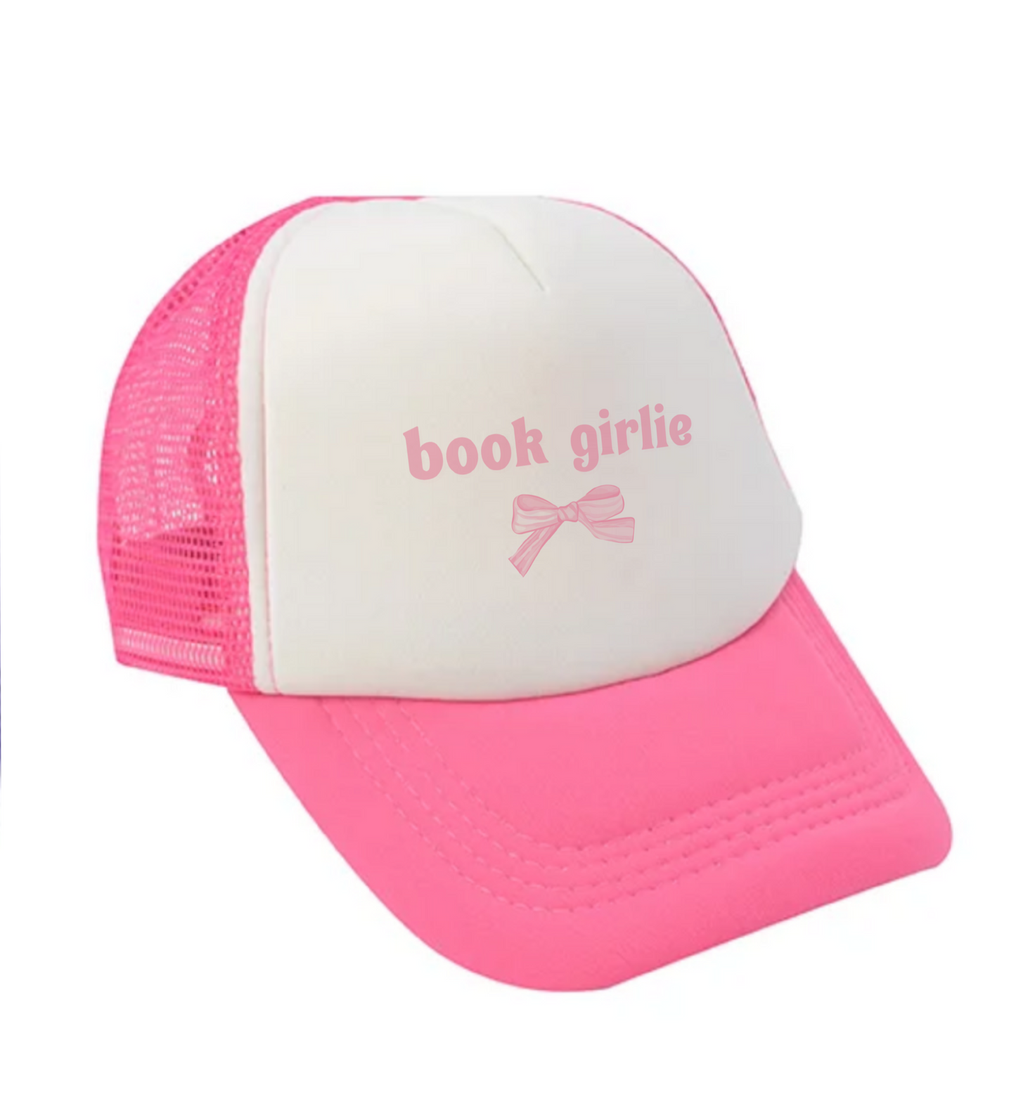 Book Girlie Bookish Cap with Bow | Coquette White, Blue, Brown, Pink Baseball Hat for Readers