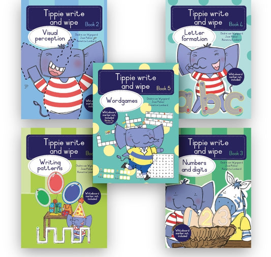 Tippie Write & Wipe (Afrikaans/English) 5 Book Bundle by José Palmer and Reinette Lombard