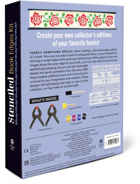 Stenciled Book Edges Kit: Turn Your Favorite Books Into Custom Works of Art - Includes: Project Book, Paint Pots, Stencils, Sponge Tools, Book Clamps | DIY Custom Edges on Your Book