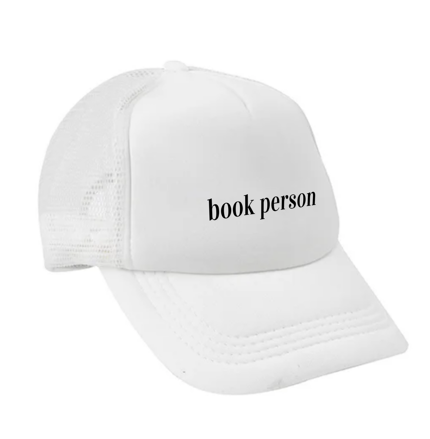 Book Person Bookish Cap | White and Black Minimalistic Baseball Hat