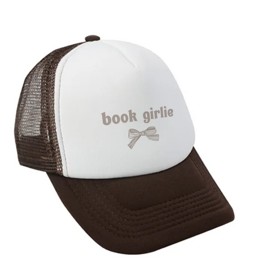Book Girlie Bookish Cap with Bow | Coquette White, Blue, Brown, Pink Baseball Hat for Readers