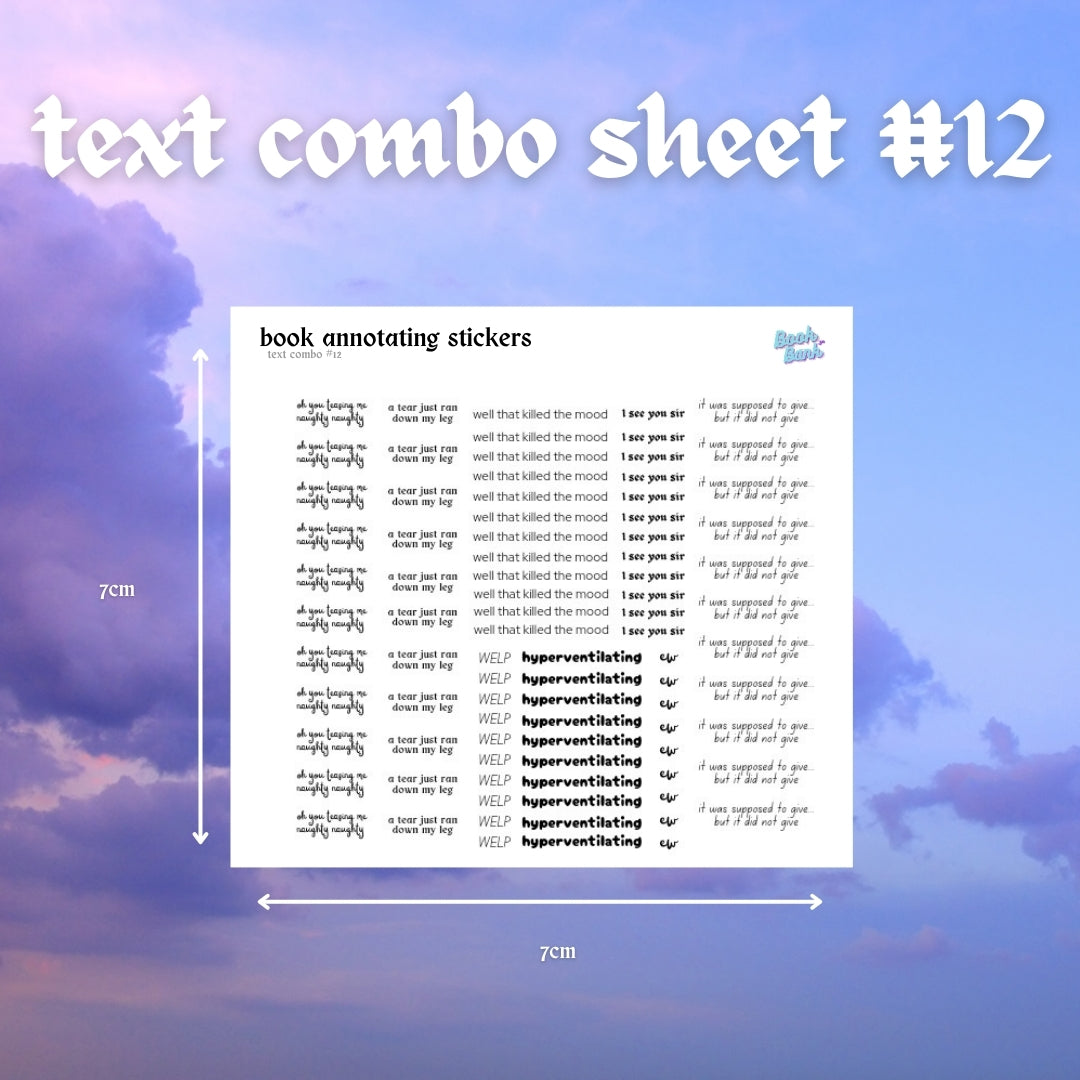 Mini Text Sticker Sheet - Combo | Annotation Stickers | Custom Annotating Stickers