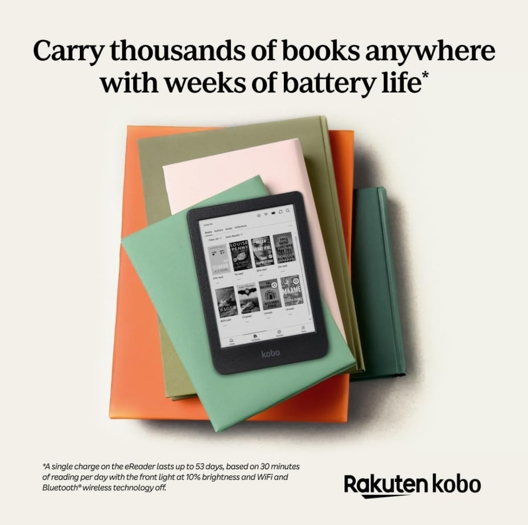 Kobo Clara BW | eReader | 6β Glare-Free Touchscreen with ComfortLight PRO | Dark Mode Option | Audiobooks | Waterproof | 16GB Storage | Black