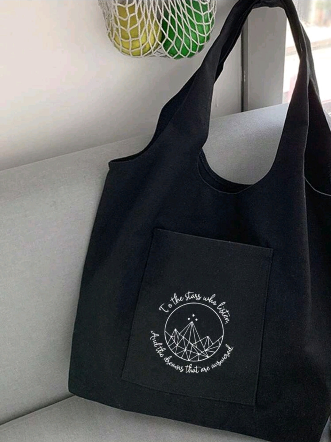 To The Stars Who Listen | A Court of Thorns and Roses by Sarah J Maas Tote Bag with Front Pocket