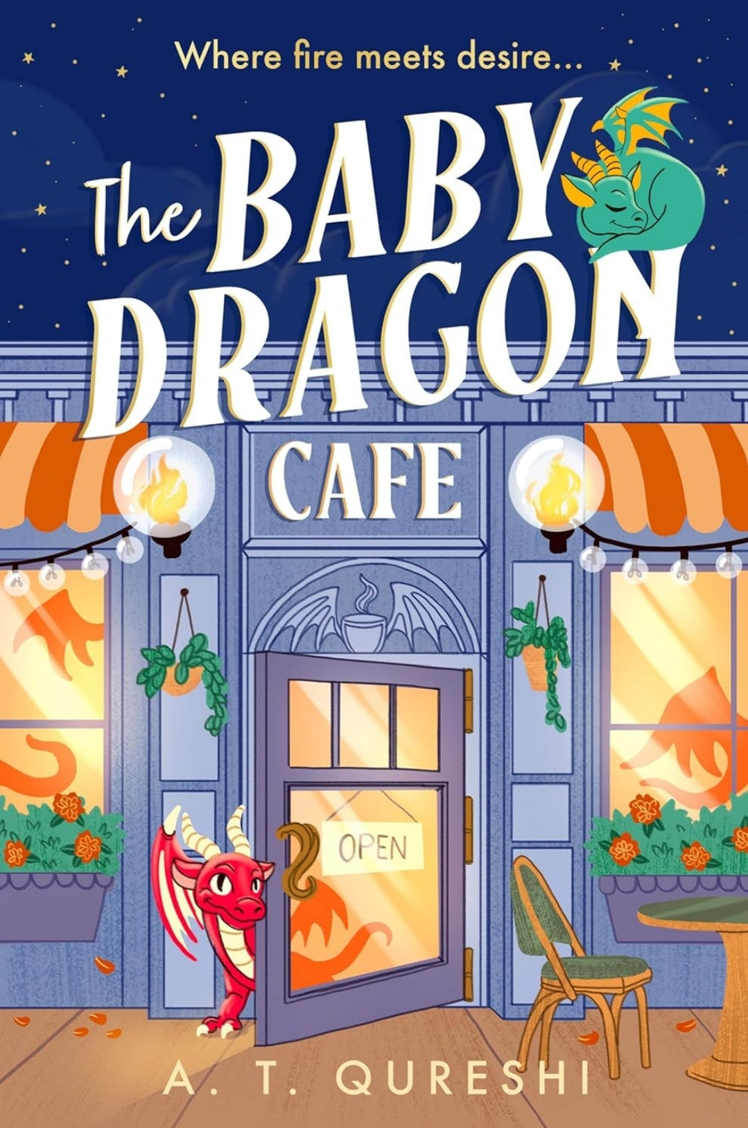 The Baby Dragon Cafe (paperback) by A.T Qureshi | Cozy Romance Fantasy