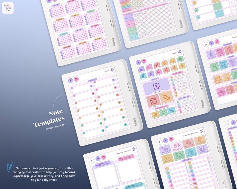 ADHD Kobo Libra Colour Planner for 2025, 2026 | Kobo Libra Colour Template | Kobo Libra Colour Daily, Weekly, Monthly, Journal, Calendar Digital Download