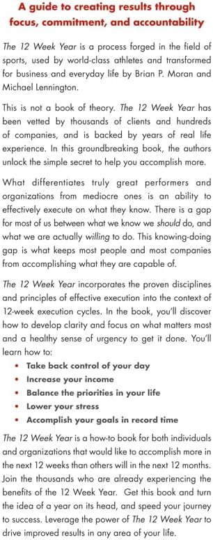 The 12 Week Year (hardback) by Brian P Moran and Michael Lennington | Get More Done in 12 Weeks than Others Do in 12 Months