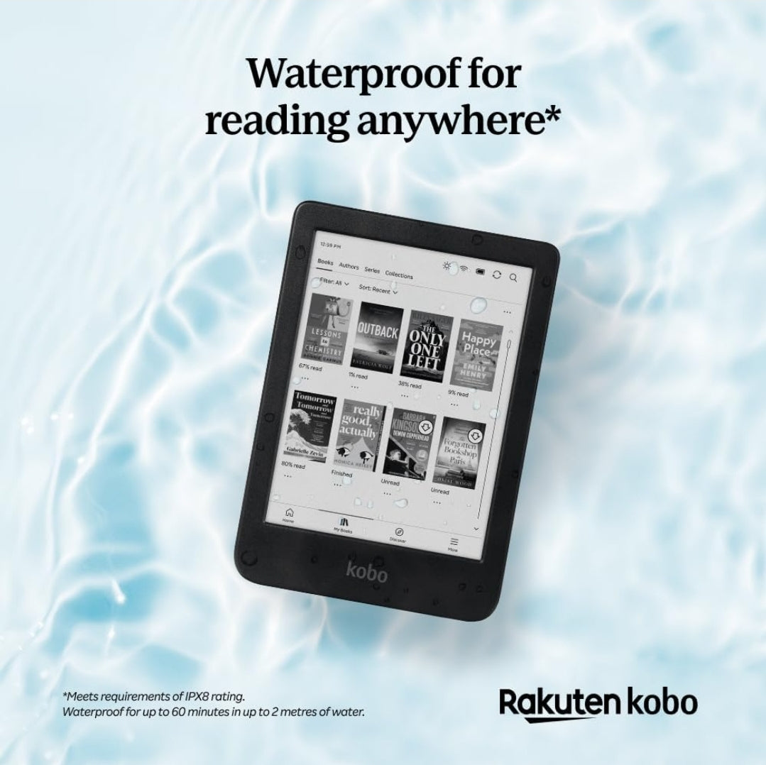 Kobo Clara BW | eReader | 6” Glare-Free Touchscreen with ComfortLight PRO | Dark Mode Option | Audiobooks | Waterproof | 16GB Storage | Black
