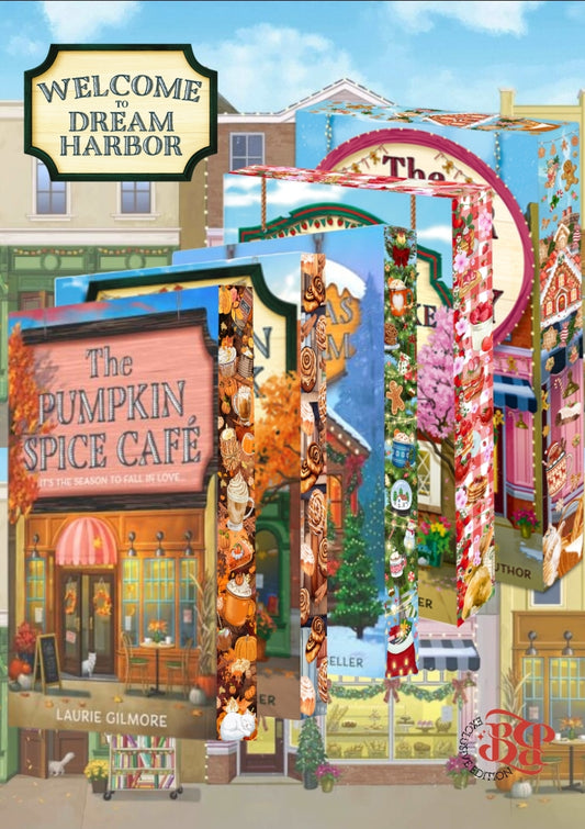 Dream Harbor Collection by Laurie Gilmorewith Sprayed Edges | The Pumpkin Spice Café | The Cinnamon Bun Book Store | The Christmas Tree Farm | The Strawberry Patch Pancake House | The Gingerbread Bakery | Book Bank Exclusive Paperback Edition with Gifts