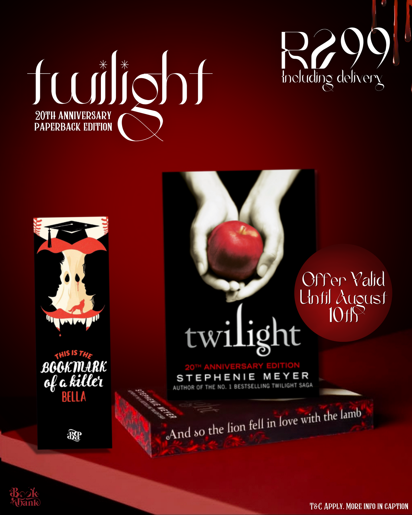 The Twilight Saga 1: Twilight 20th Anniversary Edition (paperback) with Sprayed Edges by Stephenie Meyer + Foiled Transparent Bookmark