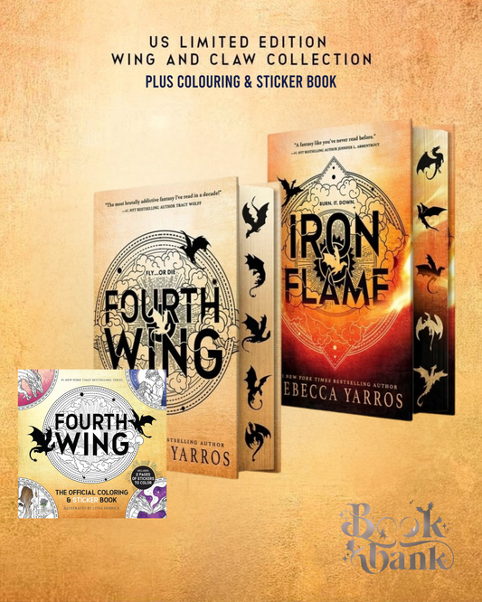 Fourth Wing & Iron Flame by Rebecca Yarros Wing and Claw Edition | Special Limited Edition + A FREE Copy of The Official Fourth Wing Colouring and Sticker Book + Magnetic Bookmark and More Goodies
