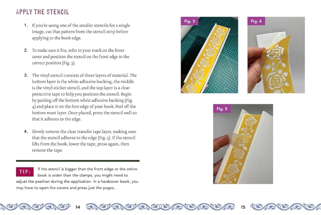 Stenciled Book Edges Kit: Turn Your Favorite Books Into Custom Works of Art - Includes: Project Book, Paint Pots, Stencils, Sponge Tools, Book Clamps | DIY Custom Edges on Your Book