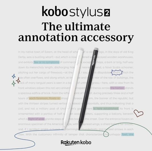 Kobo Stylus 2 | Mark Up, Write Notes and Make Highlights | Rechargeable via USB-C | Compatible with 7" Libra Colour eReader & Kobo Sage eReader (White)